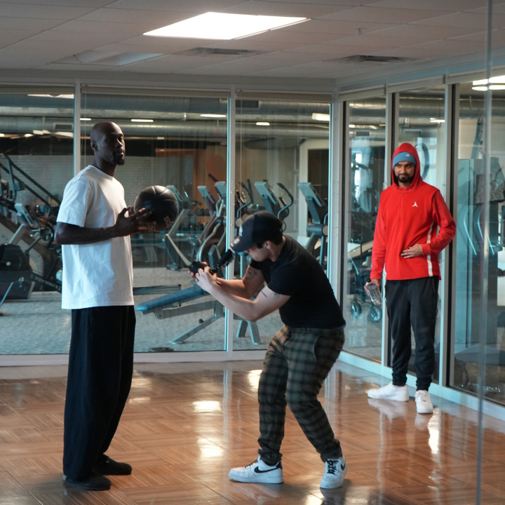 Taze Moore with a QBounce ball during the shoot
